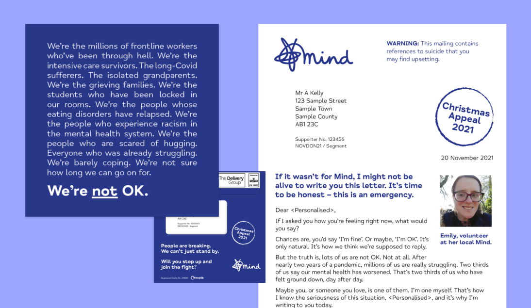 An image showing an example of work from Mind's Christmas 2021 campaign