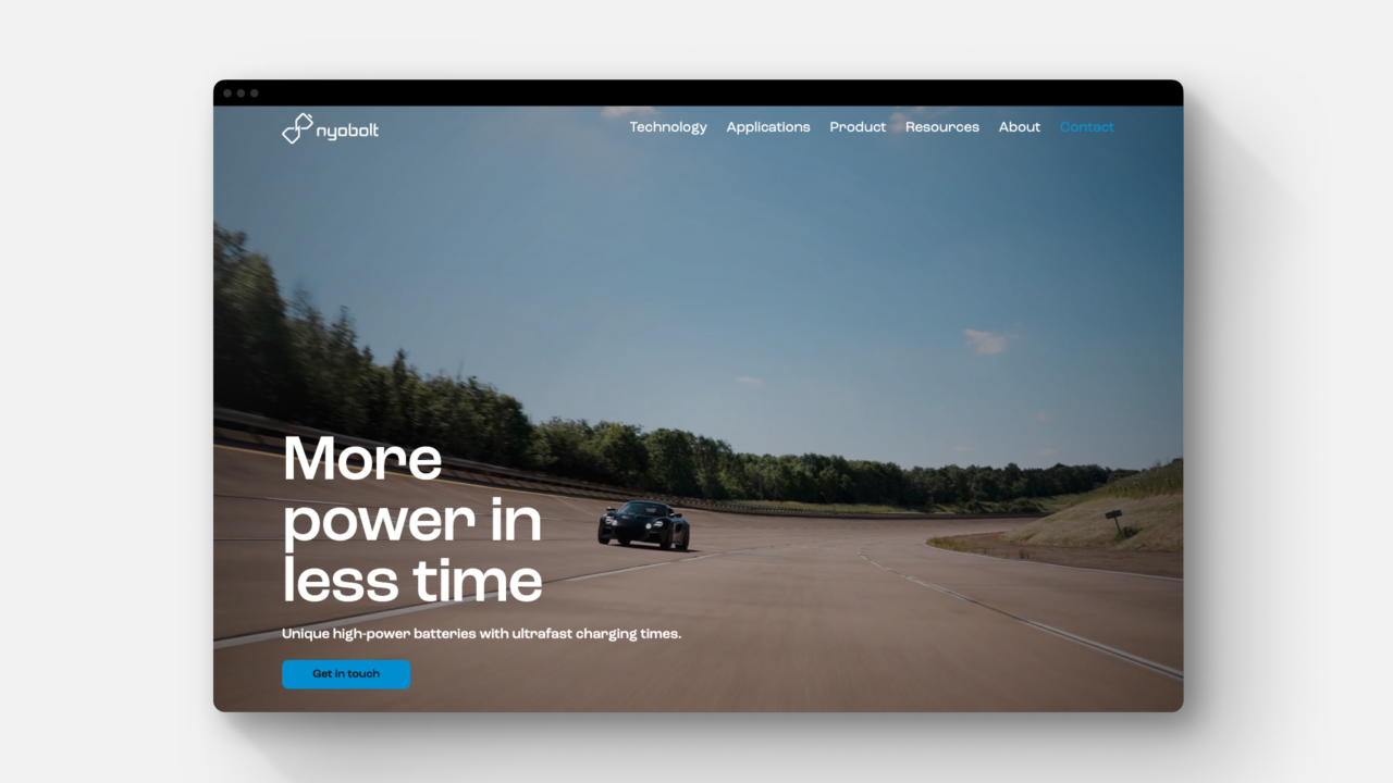 Example of Exemplify's work - Nyobolt homepage